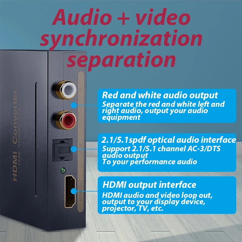 4k HDMI к аудио экстрактор стерео преобразователь SPDIF R/L сигнала источник питания