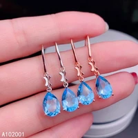 kjjeaxcmy fine jewelry natural blue topaz 925 sterling silver women earrings support test luxury