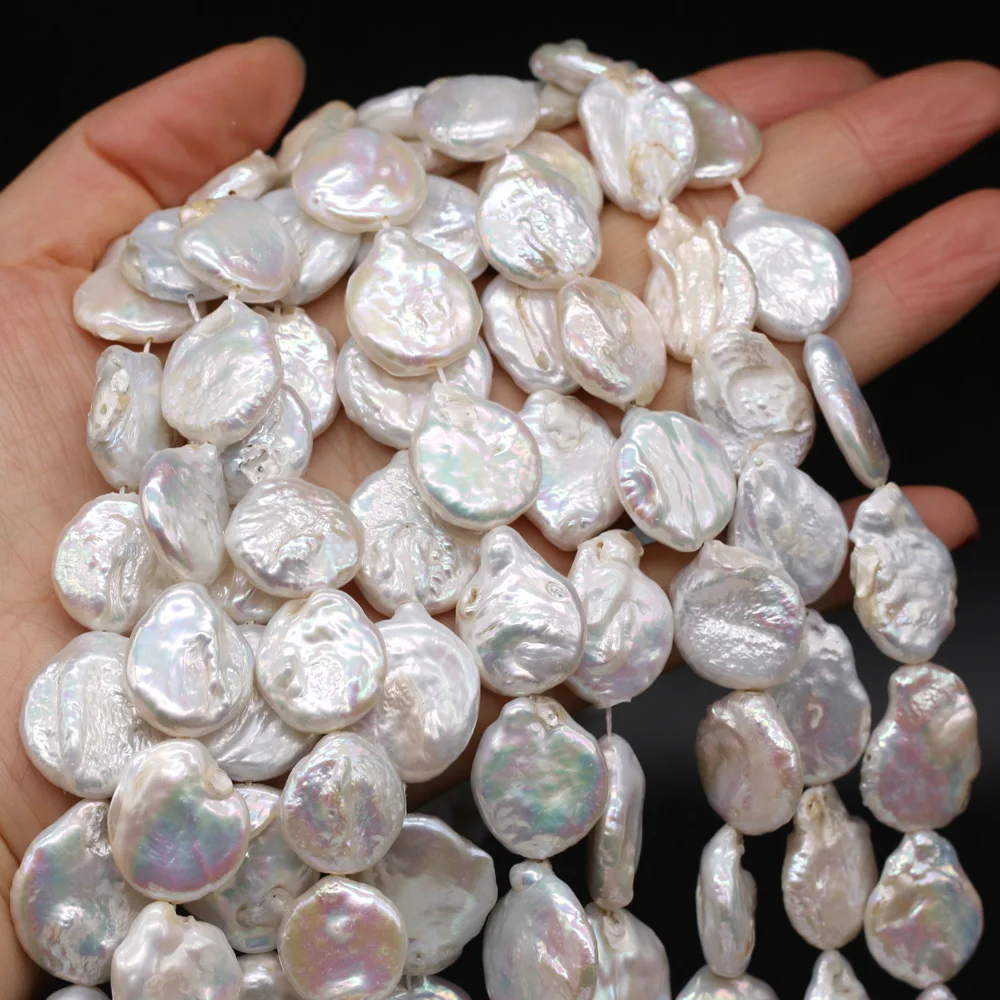 Natural Freshwater Pearl Baroque Button Loose Beads 16-17 MM For Jewelry Making DIY Necklace Bracelet Earrings Accessory