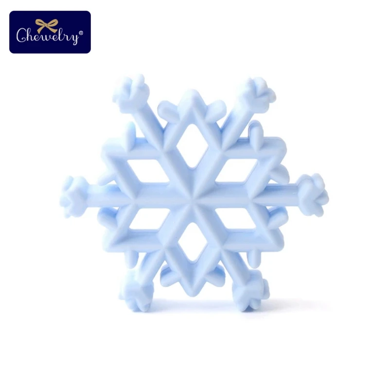 Blue Snowflake 1 шт. силиконовые снежинки Прорезыватель Рождественская елка звезда кулон Рождественский Олень Подарки для ребенка Лось пряники Ман детский Прорезыватель подарки - Цвет: Blue Snowflake