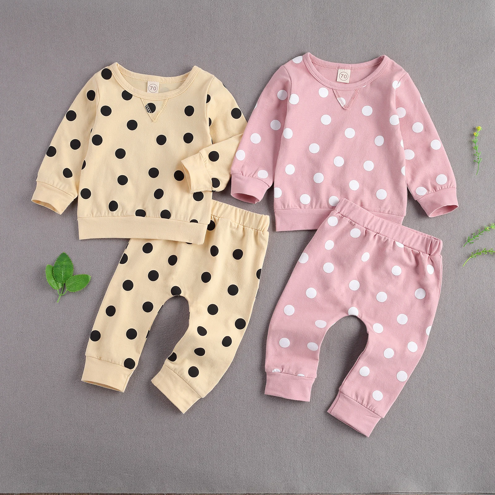 

2021 0-18M Newborn Baby Girl Clothing Spring New Dot Print Long Sleeve Sweatshirt Top+Harem Pants Kids Outfits Set 2pcs