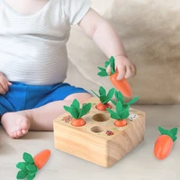 montessori toy set wooden toys baby pull carrot shape matching size cognitive puzzle children wooden baby toys