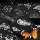 Маскировка листьев с перьями и бабочками, декоративная клейкая лента для скрапбукинга