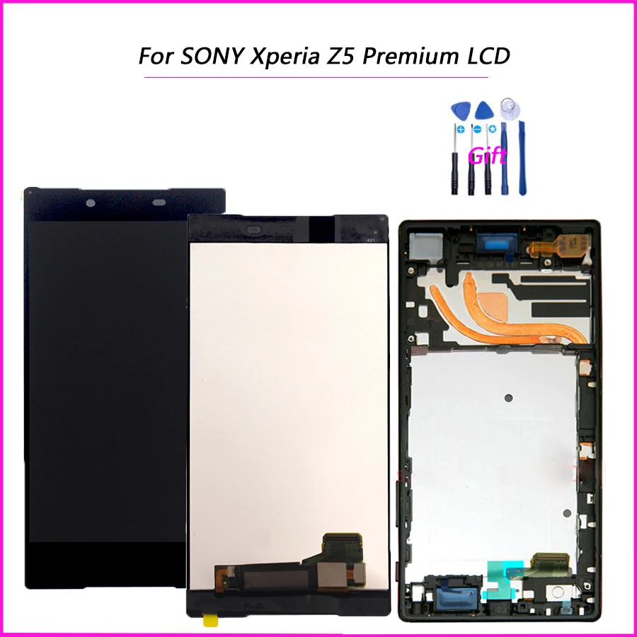Tested For Sony Xperia Z5 Premium Z5P E6853 E6883 E6833 Full Lcd Display With Touch Screen Digitizer Panel Assembly Frame + T | Мобильные