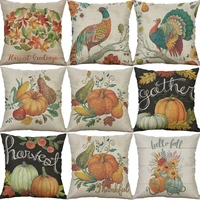 decor cotton thanksgiving turkey case home 18 day pillow print pumpkin linen