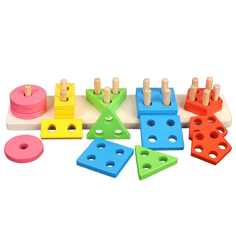 

Wooden Toys Geometric 3D Puzzle Wood Sensory Toys Early Learning Educational Toys for Kids Birthday Gift