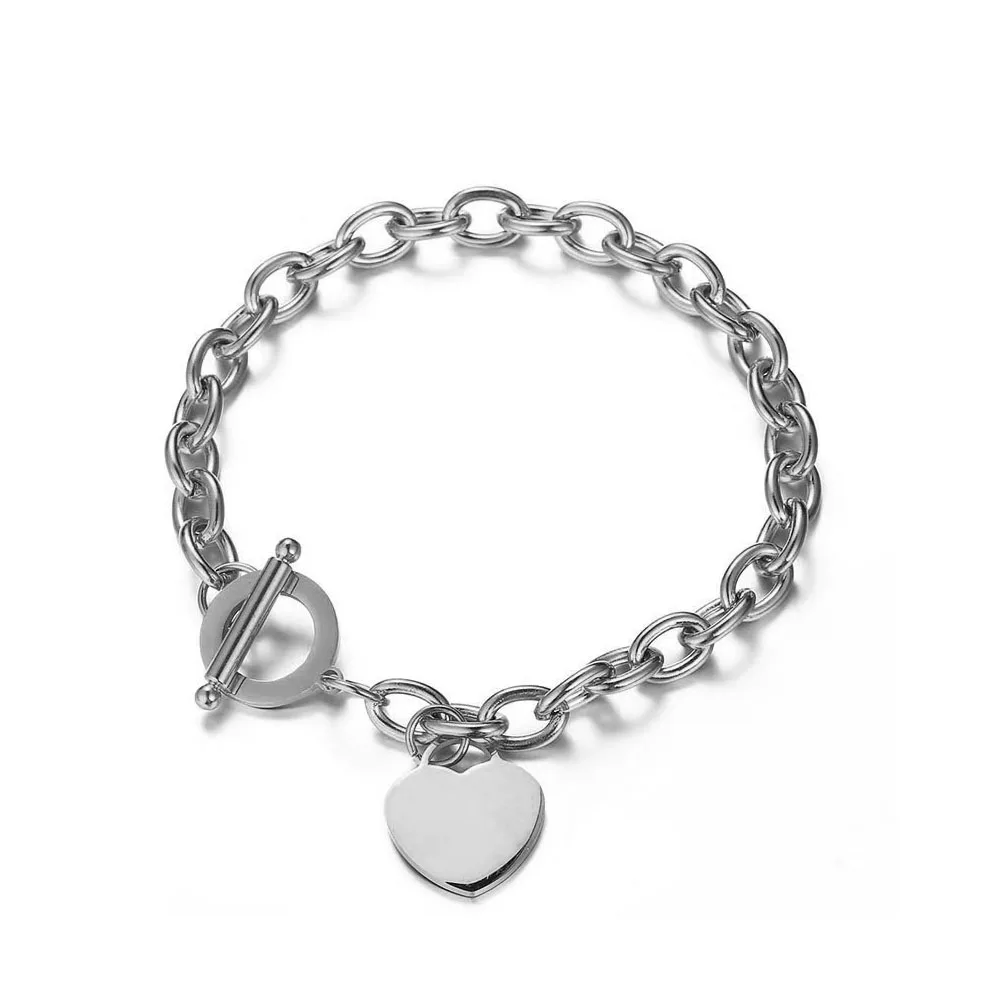 Классическая Женская цепочка из нержавеющей стали 316L браслет в форме сердца