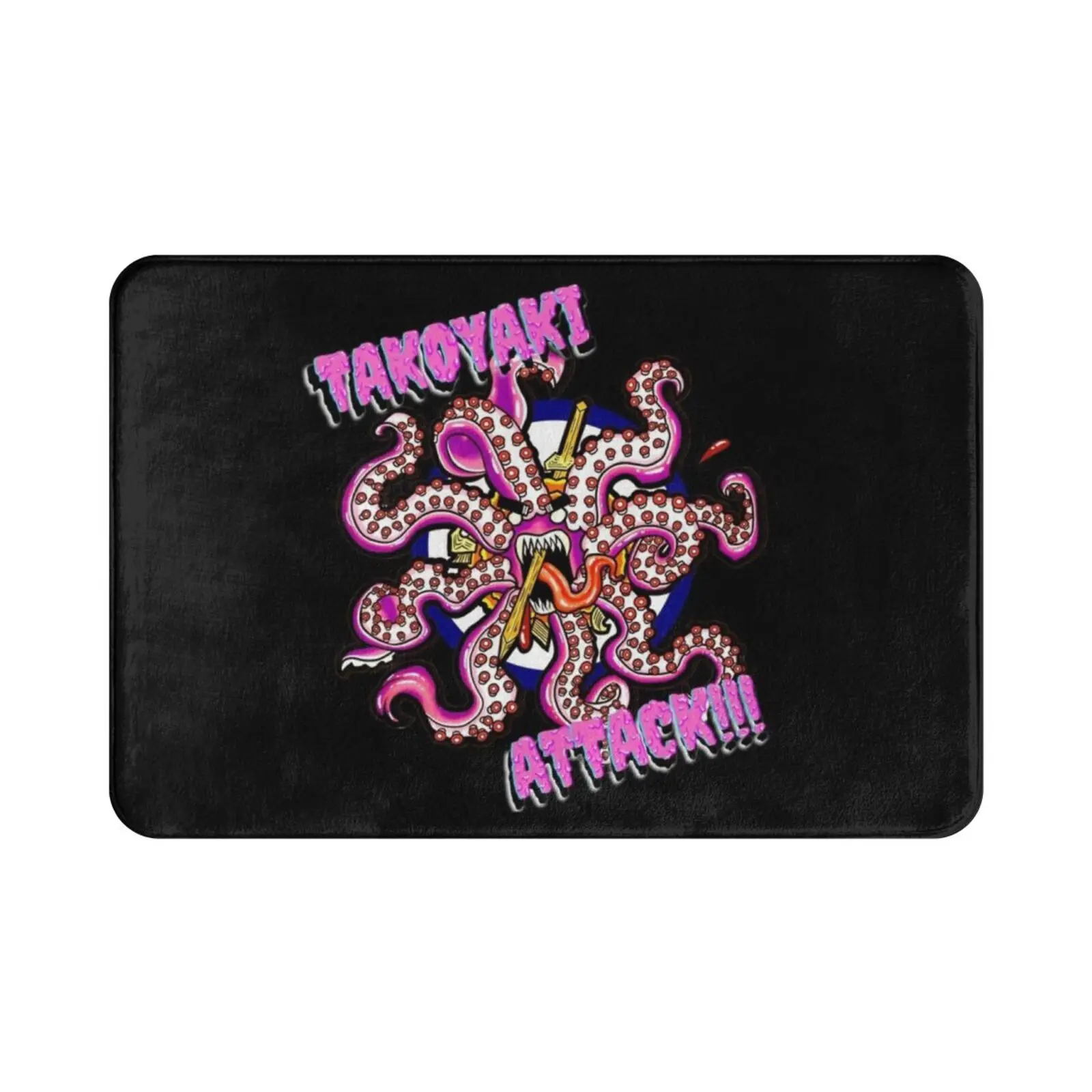 Такояки атака | Черный коврик подушка мягкая Японская еда такояки суши