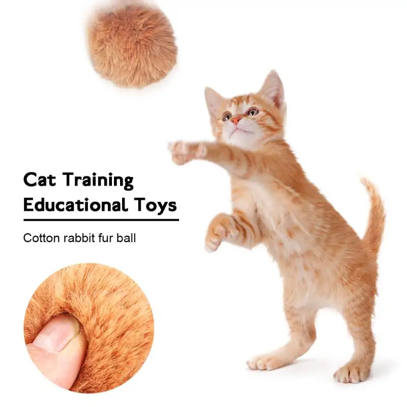 1 шт. хлопковый шарик из кроличьего меха обучающая игрушка для кошек цветной