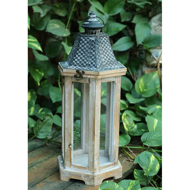 Ветрозащитный деревянный уличный подсвечник стеклянный дом винтажный