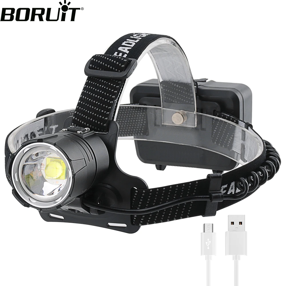 BORUiT Power ful 5000LM XHP70.2 светодиодный налобный фонарь зарядное устройство USB 18650 фара 3