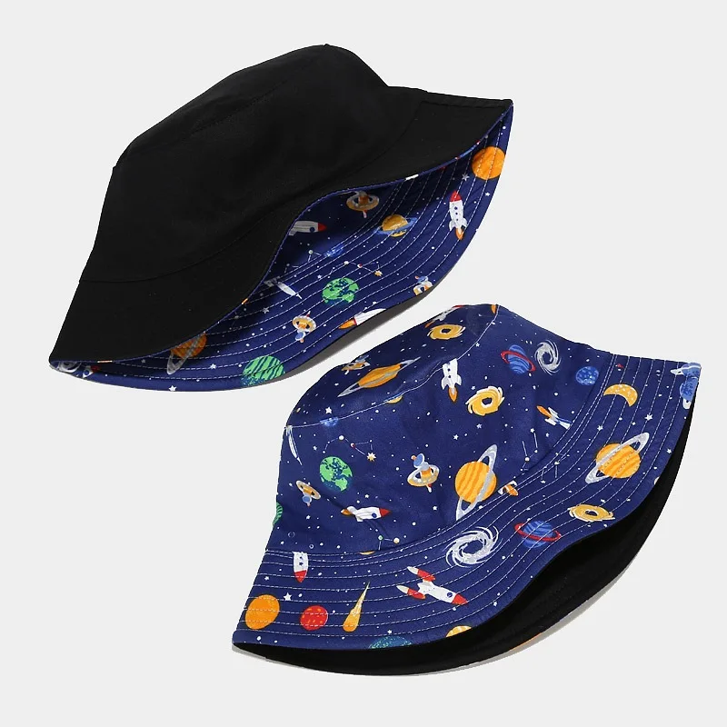 

2021 cotton Starry sky print Bucket Hat Fisherman Hat outdoor travel hat Sun Cap Hats for Men and Women 346