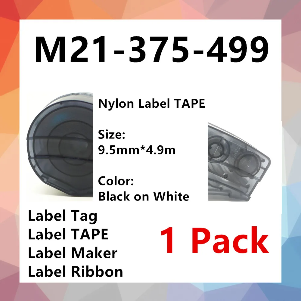

1 PK BMP21 нейлоновая лента для этикеток M21 375 499 для принтера BMP21 PLUS черная на белая лента для этикеток 9,5 мм * 4,9 м