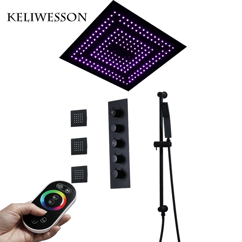 400 мм массажная насадка для душа светодиодный душ черного цвета потолочный