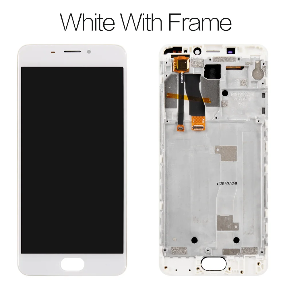 white with frame Протестированный 5,5 ''ЖК-дисплей для MEIZU M5 NOTE, сенсорный экран с рамкой, ЖК-дисплей для MEIZU M5 note, дисплей M621H M621M M621Q - Цвет: white with frame