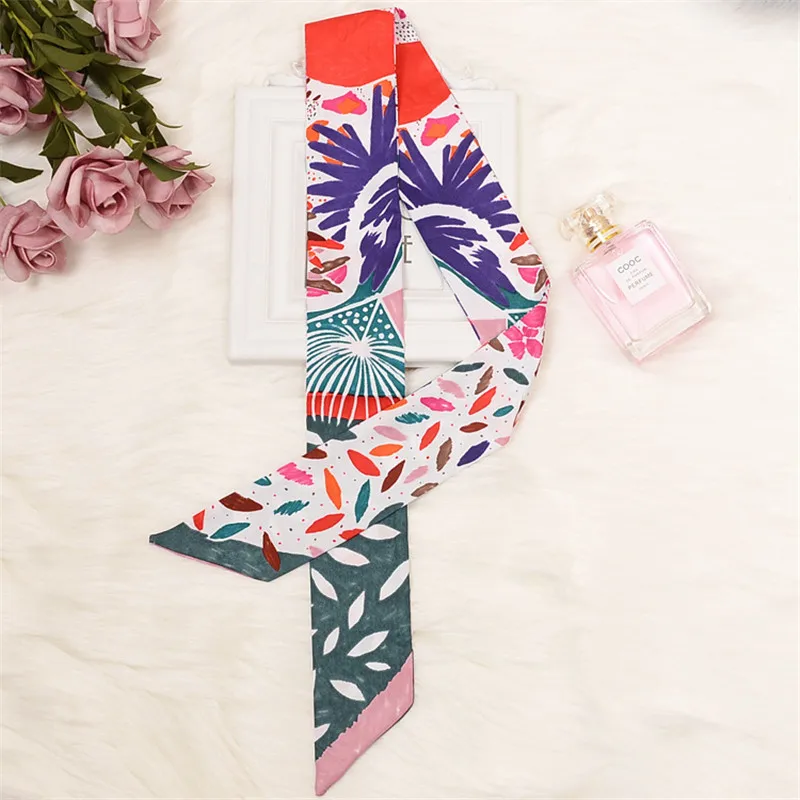 

Fireworks Print Bag Scarf 2021 Design Silk Scarf Women Headband Fashion Female Skinny Neckerchief Head Scarf Scarves & Wraps