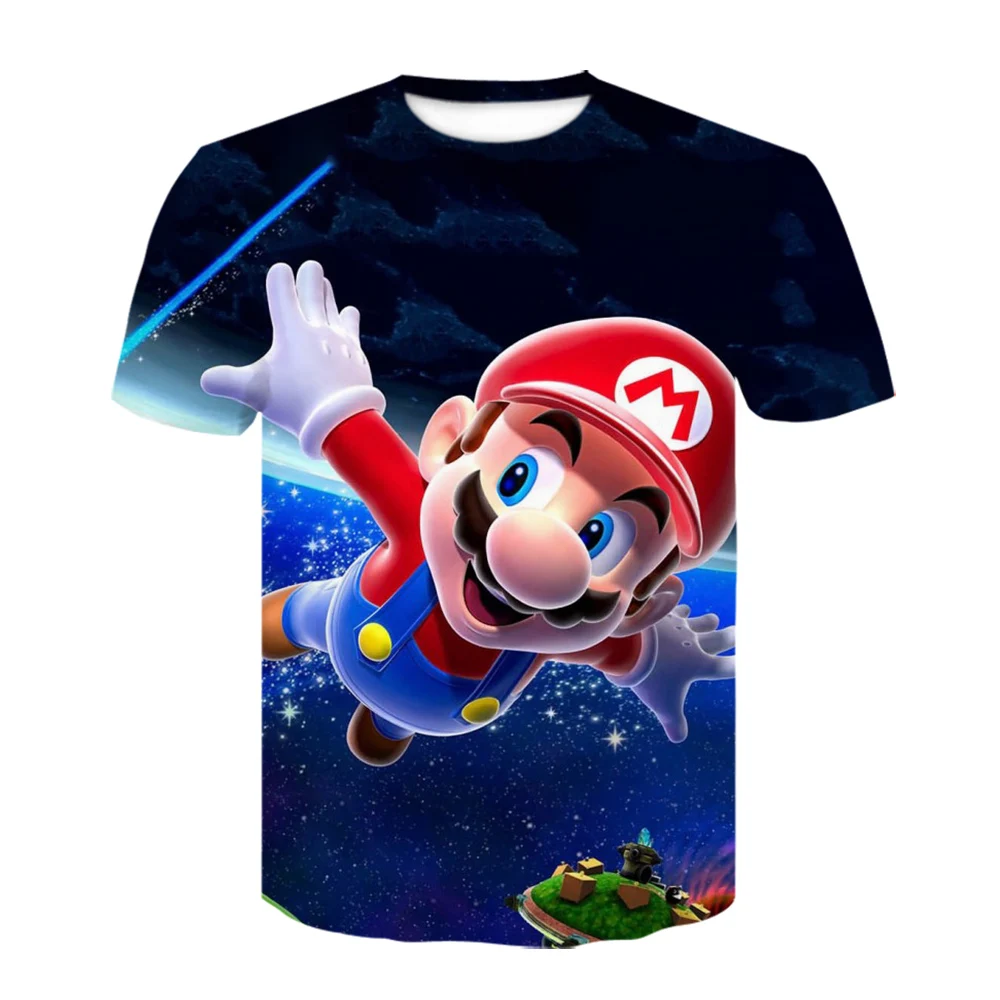 

2021 New summer clothing boy suit boy Mario T-shirt children short-sleeved 3D printing boy girl top T-shirt baby boy 4T-14T