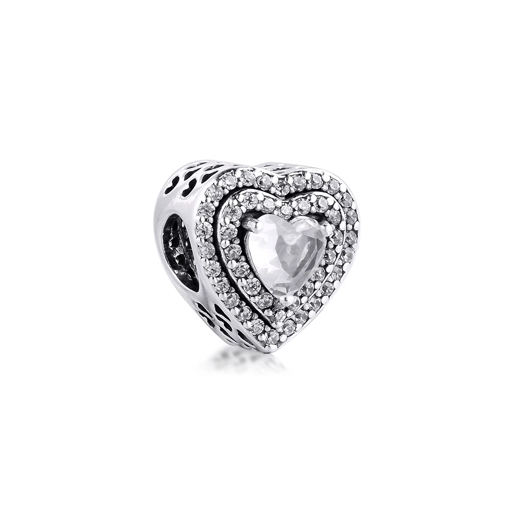 

Sparkling Leveled Hearts Charm Real 925 Sterling Silver Beads Women Jewelry Fits Europe Bracelet DIY Making Kralen Berloques