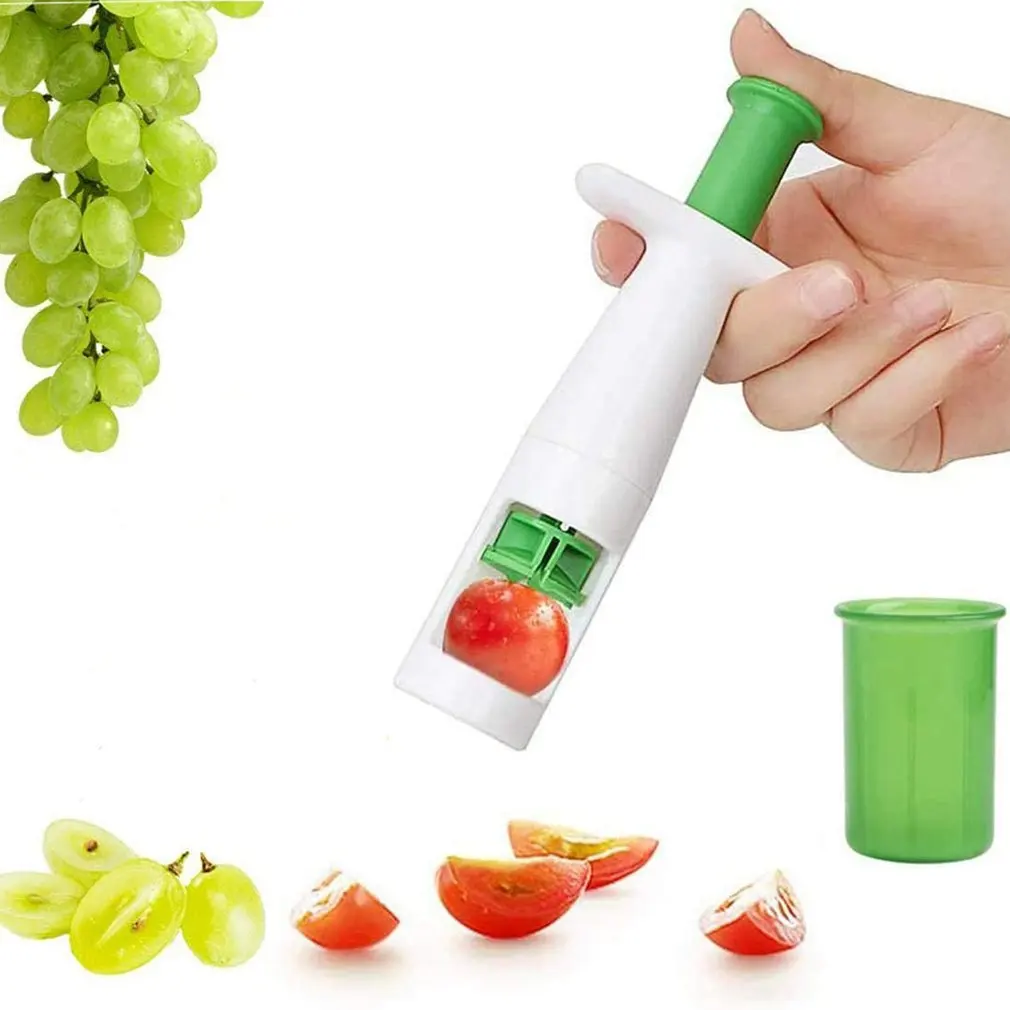 

Multifunctional Grape Slicer Creative Kitchen Tools Small Tomatoes Fruit Slicer Plastic Shell Stainless Steel Blade