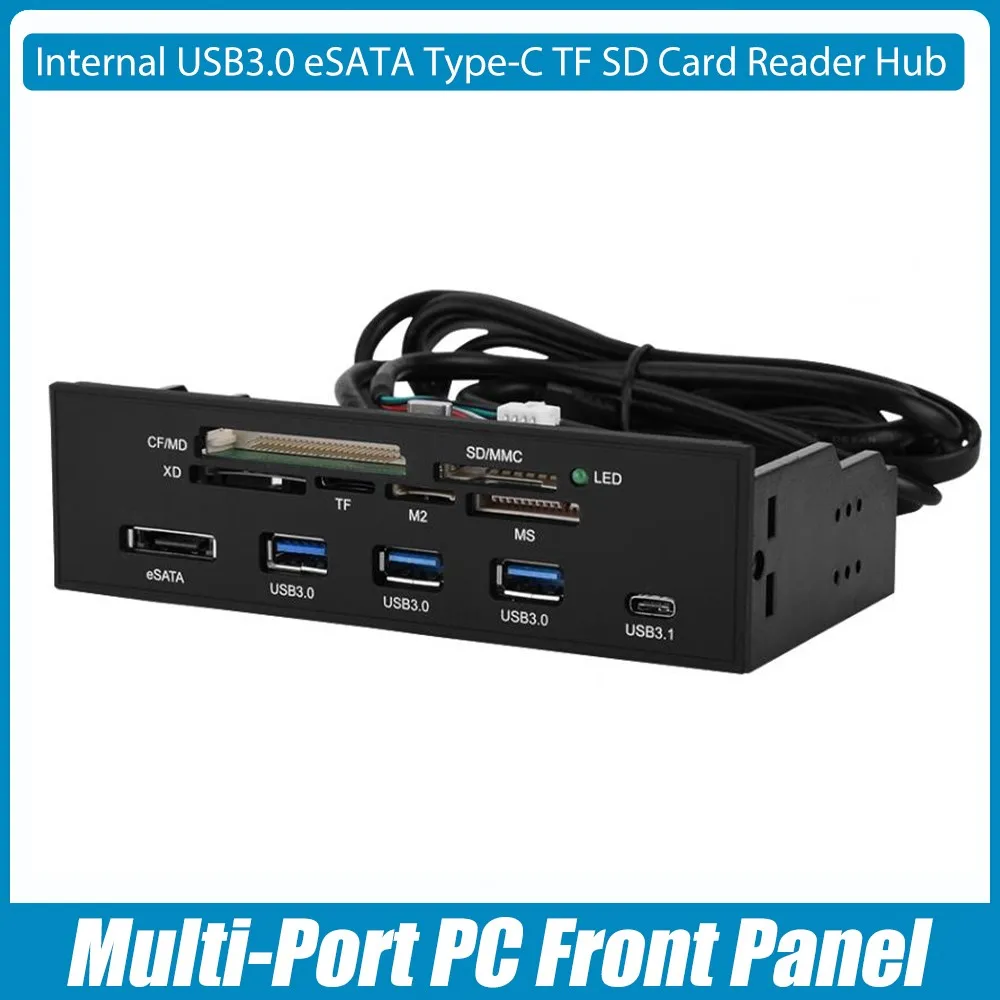 

5,25 дюймовый многофункциональный внутренний картридер ESATA Type-C USB3.0, хаб, приборная панель, многопортовый ПК, передняя панель