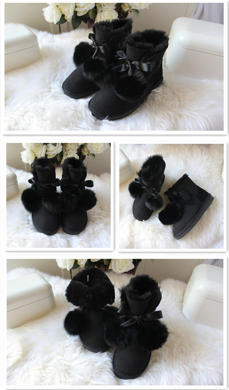 SHUANGGUN Free shipping! New Brand Natural Sheepskin Leather snow boots for women Real Wool inside lady winter warm Boots