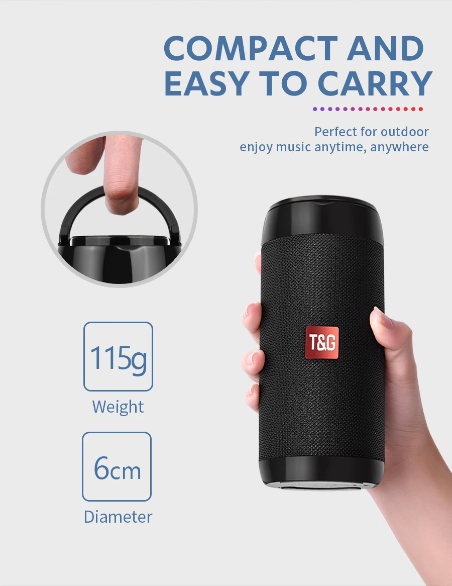 TG113C Колонка портативный Bluetooth мини-динамик с fm-радио водонепроницаемый сабвуфер беспроводной Loundpeakers и держатель телефона 7 цветов