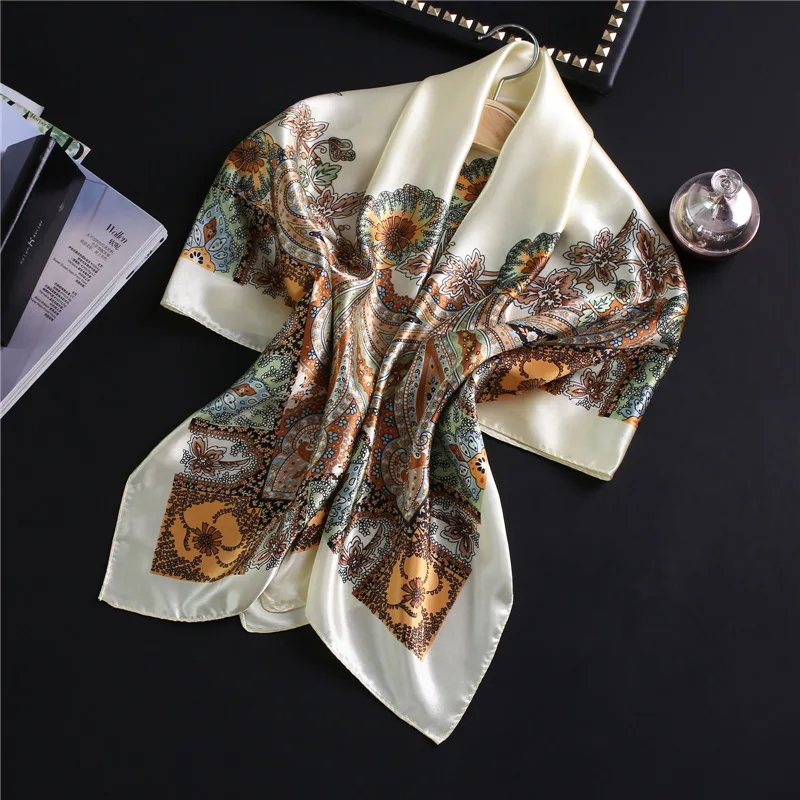 Женский шелковый шарф квадратный роскошный бренд 2020 новые гладкие офисные шарфы