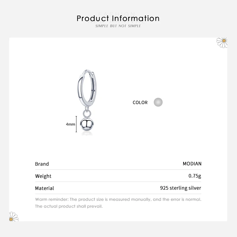 Modian 1 шт. модные одиночные серьги из стерлингового серебра 925 пробы трояновая