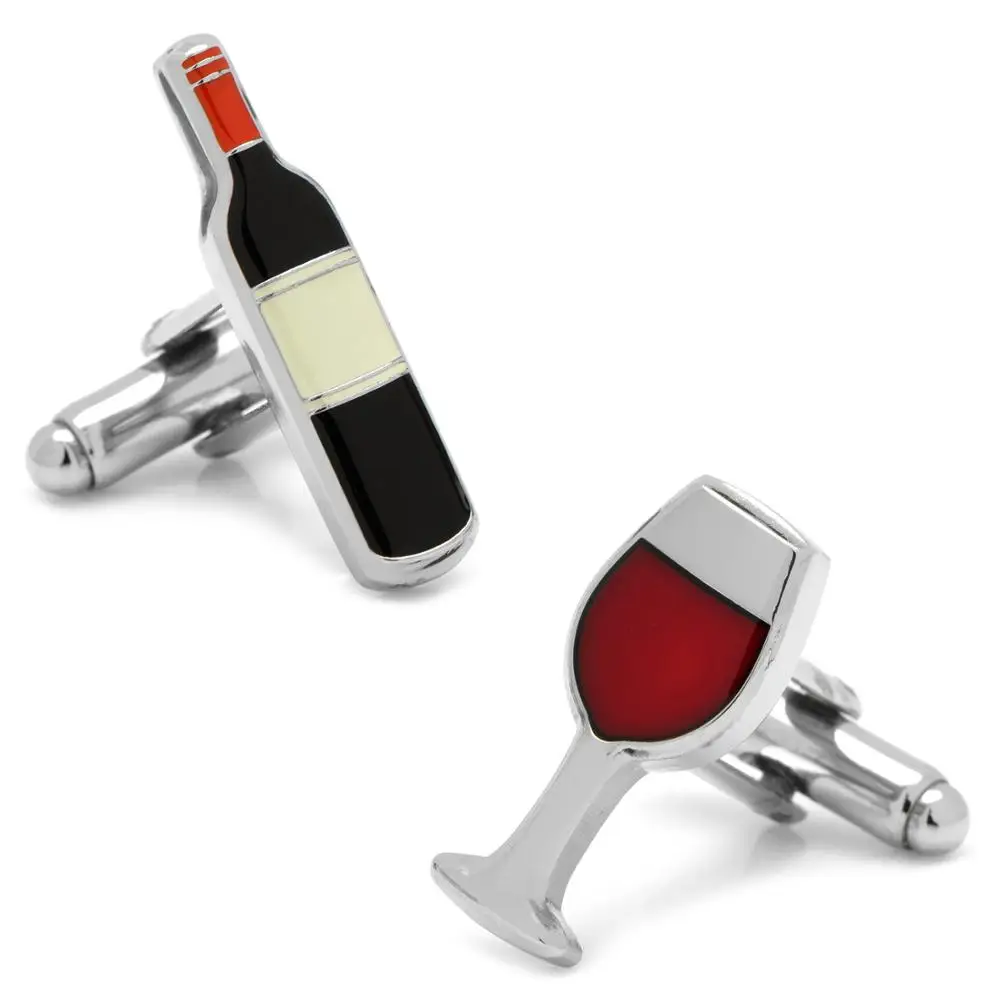 

Drinking Glasses Design Red Wine & Goblet Cufflinks For Men Quality Copper Material Black Color Cuff Links Wholesale&retail