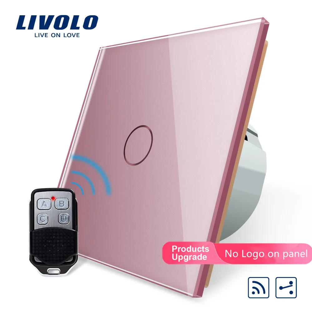 Pink-No logo Livolo/Стандартный Беспроводной переключатель 1 Gang 2 Way, AC 220~ 250 V, с пультом дистанционного управления Функция, C701SR-1/2/3/5, без пульта дистанционного управления - Цвет: Pink-No logo