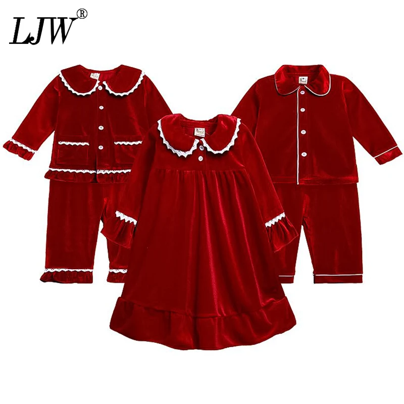 

Комплект рождественского платья для девочек осень/зима для дома для мальчиков с лацканами золотые бархатные пижамы повседневное детское п...