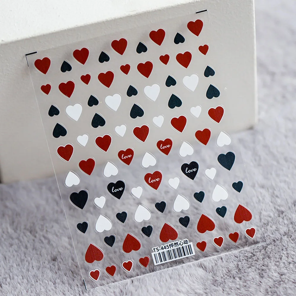 New Heart Nail Sticker Pro Frosting Thin Transparent 3d Engraved Nail Sticker Nail Art Decoration Nail Decals Design Fake Nails