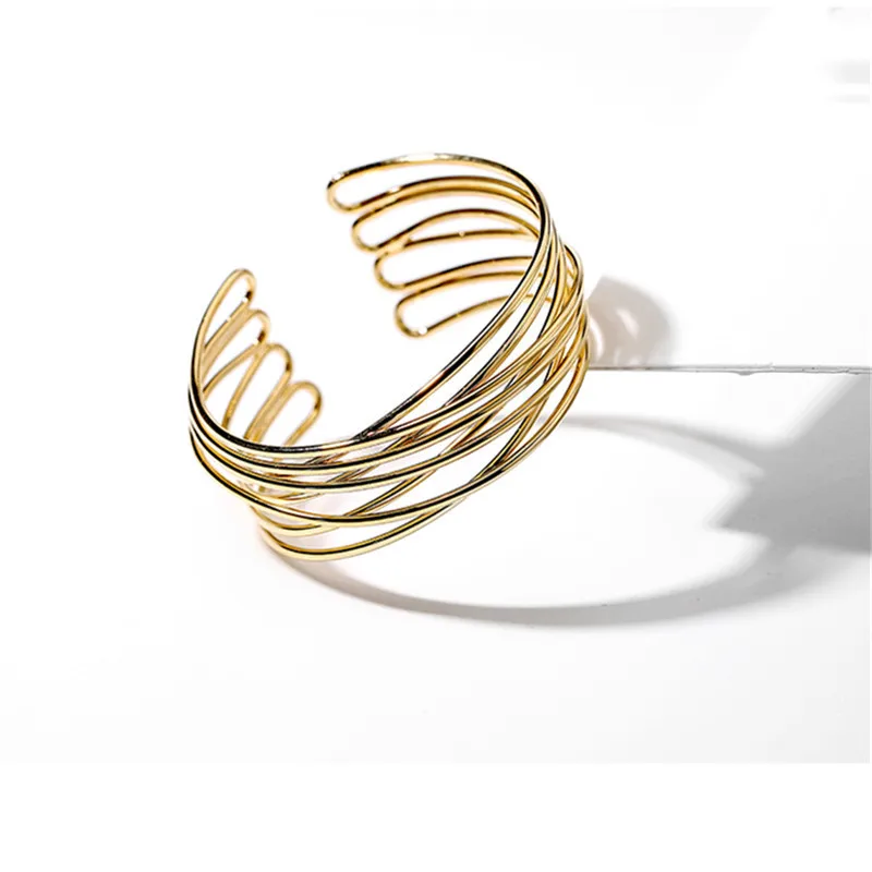 

Luxury Brand Women's Bangles Bracelets Stainless Steel Bangle Bracelet Fashion Popular Multi-layer Open Wristband Wristlet