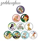 Цветок Бэмби палец Disney 10 шт. 12 мм18 мм20 мм25 мм, круглые стеклянные кабошоны с плоской задней частью для изготовления ожерелий