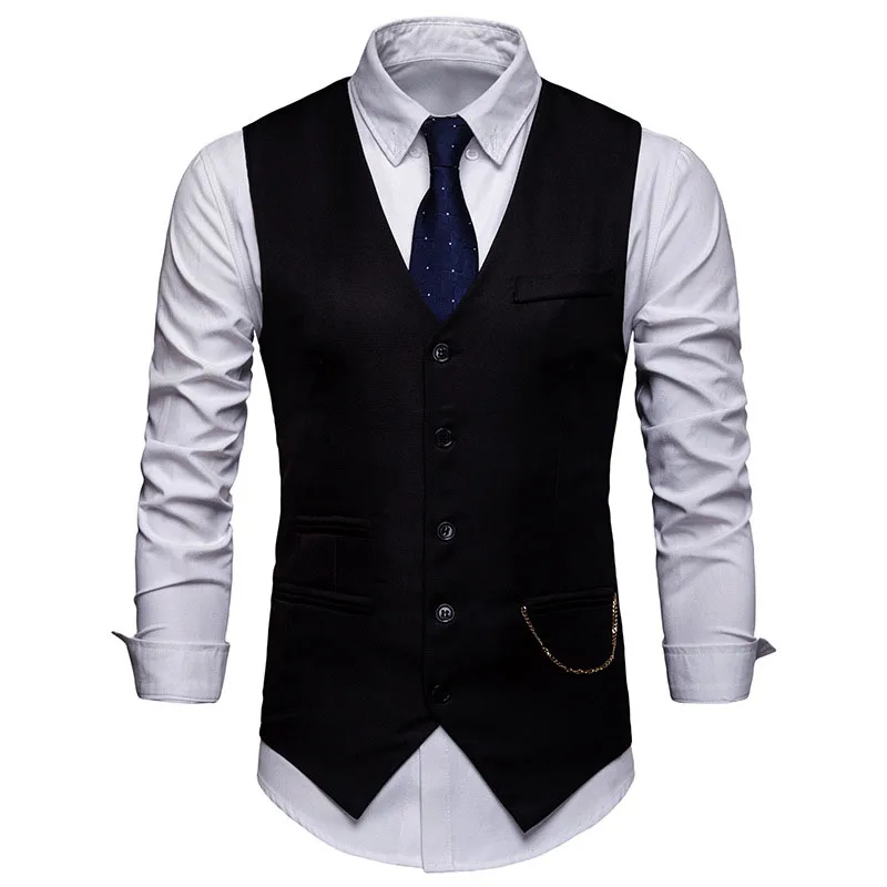 

Mens Formal Business Suit Vest 2022 Spring New Slim Fit Sleeveless Male Waistcoat Wedding Classic Colete Masculino Social Blazer