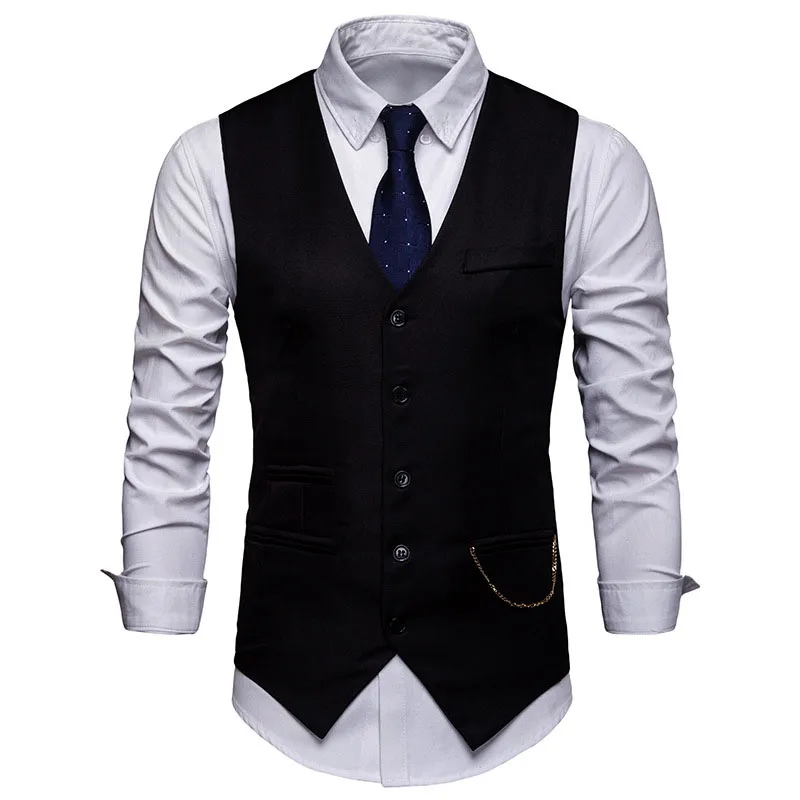 Мужской строгий деловой костюм жилет 2021 Весна Новые Slim Fit без рукавов мужской