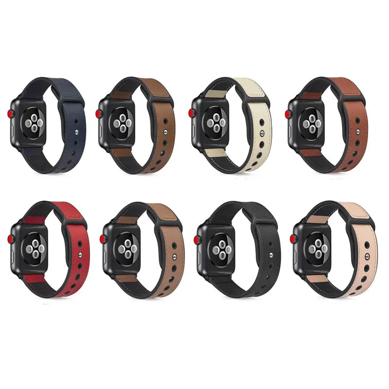 Смешанные цвета ПУ кожа Смарт часы ремешок замена для Apple watch серии 1/2/3/4/5 спорт и