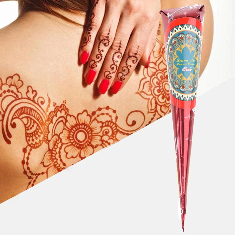 

Новая паста для татуировки хной, красные конусы хны, индийские для Временной Татуировки, наклейка для боди-арта, крем-конус