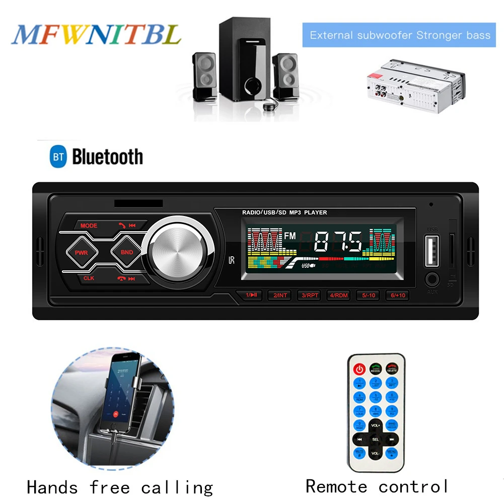Авторадио Авто стерео 1 din автомобильное радио 12 в bluetooth V2.0 FM aux вход приемник