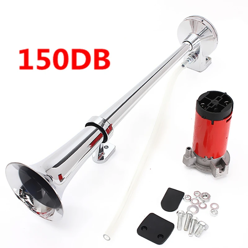 

150dB 12V Single Trumpet Car Air Horn Chrome Super Loud with Compressor For Auto Truck Lorry Boat Train Horn