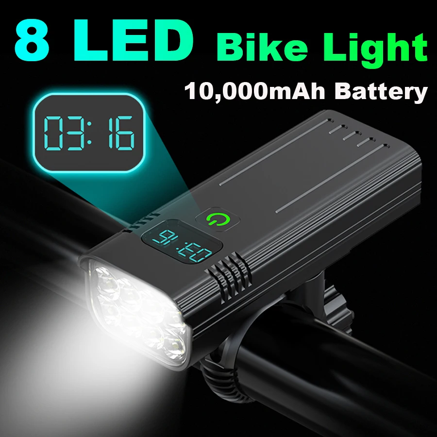 

NEWBOLER 8 LED 10000 мАч велосипедный фонарь непромокаемый USB перезаряжаемый велосипедный фонарь супер яркий фонарик для езды на велосипеде передни...