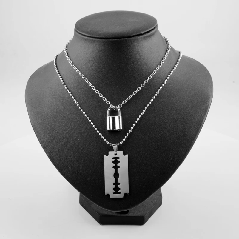 

Hip Hop Blade Lock Nacklace for Women Men Pendant Choker Jewellery Necklaces for Teen Girls