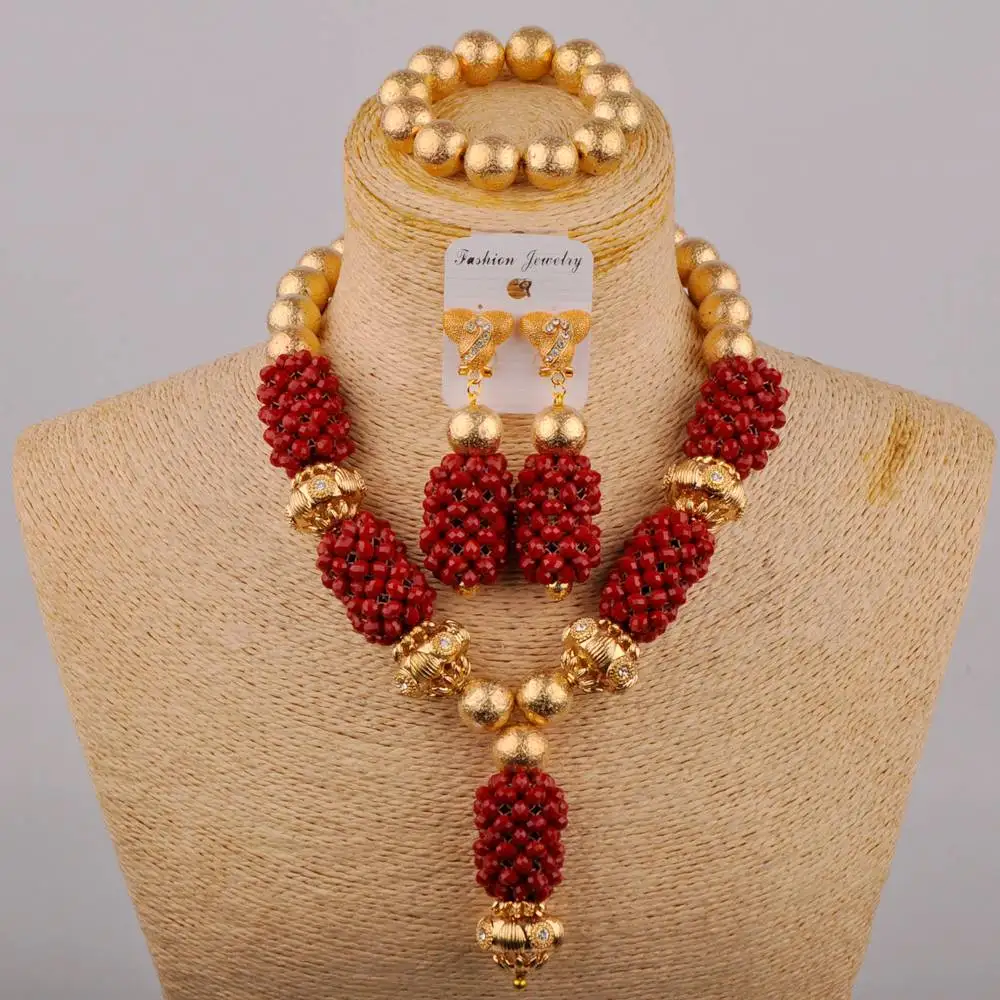 Непрозрачные красные Африканские свадебные бусины Свадебные Ювелирные наборы