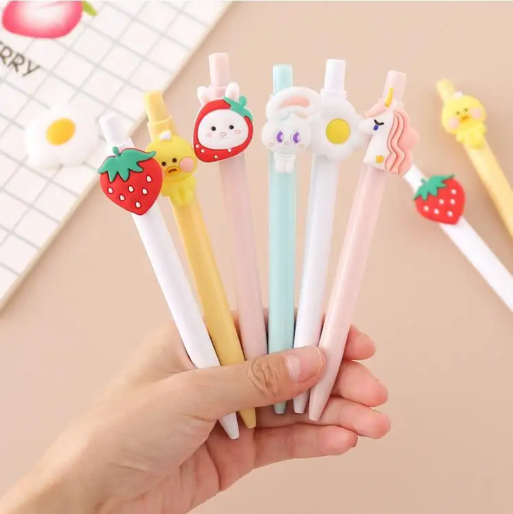 Милая фруктовая гелевая ручка в форме животного клубника кролик единорог утка