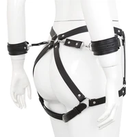 suspender leg harness for women sex bondage handcuffs leather body straps bridal garters belts punk gothic erotic lingerie cage