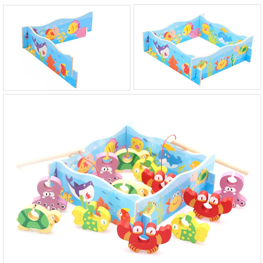 12 шт. деревянный набор для поделок игрушка рыбалки обучающая в виде рыбы подарок