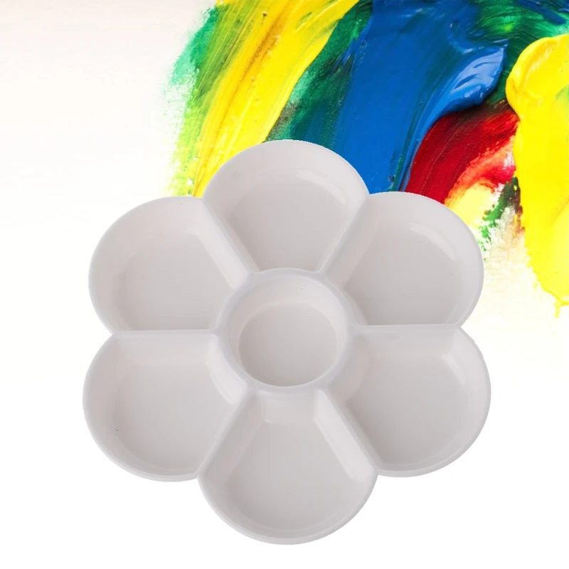 

7 Holes Palette High Quality Acrylic Gouache Watercolor Paint Palette Plastic M2EC