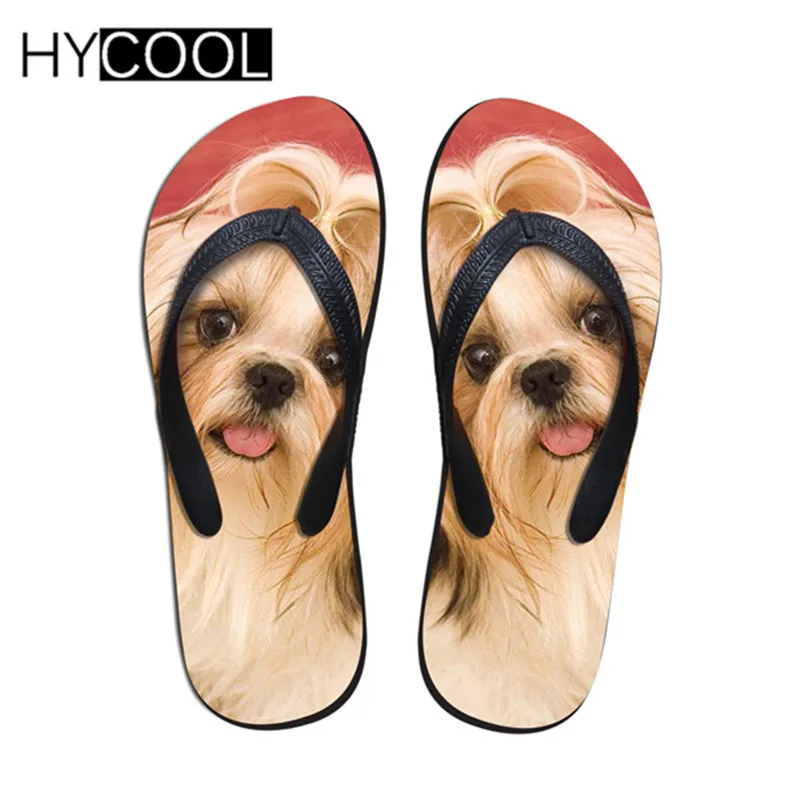 HYCOOL/Новинка; Модные женские Вьетнамки без шнуровки; милые летние женские шлепанцы с изображением мопса; женская пляжная обувь на плоской подошве с объемным рисунком Хаски; - Цвет: H1236AB