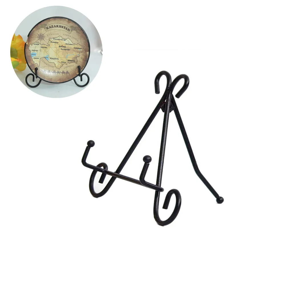 

European Style Iron Art Vertical Shelf Adjustable Display Stand Black Easel Plate For Photo Picture
