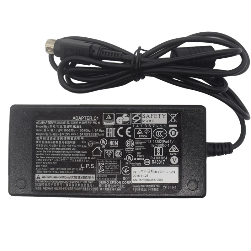 Б/у адаптер переменного тока M235B 3 контакта для Epson TM H6000/II/III / IV V T88 24V|Адаптеры AC/DC| |